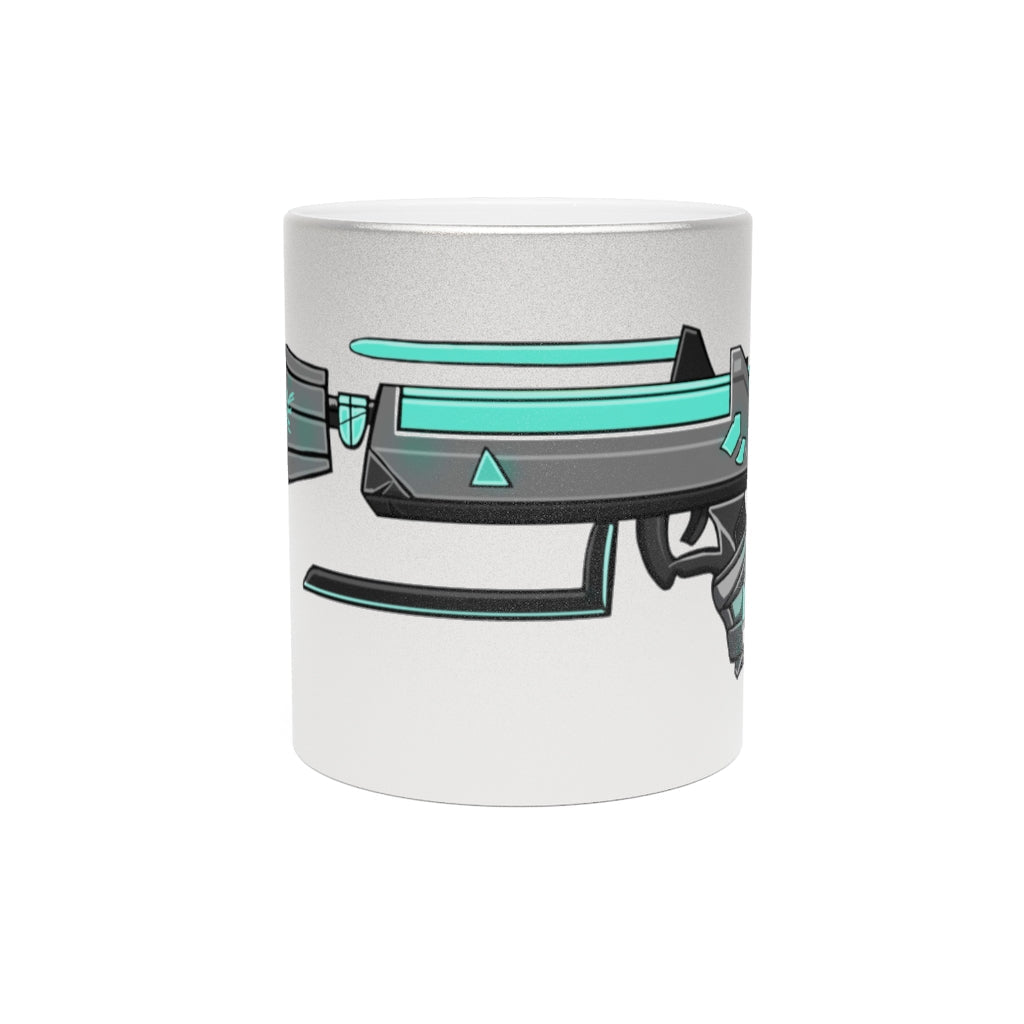 Blue Gun Metallic Mug with Gold and Silver coating, featuring a C-handle and customizable design options.