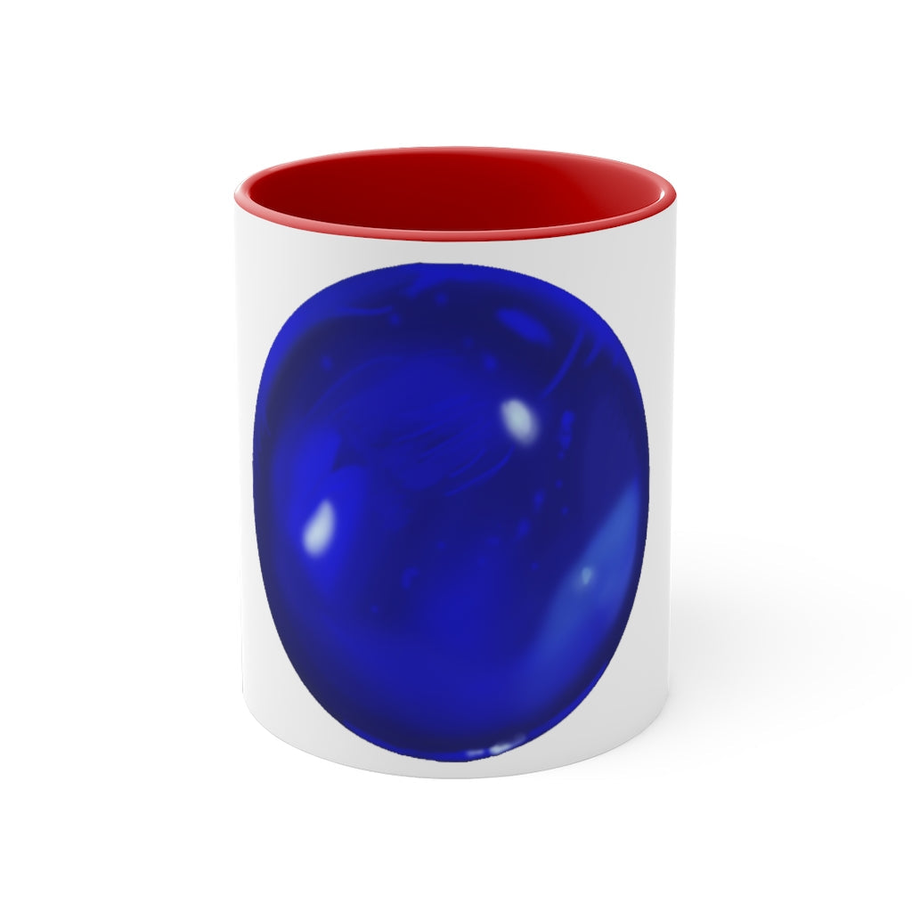 Blue Orb Accent Coffee Mug with a two-tone design featuring a white ceramic body and a colored interior and handle.