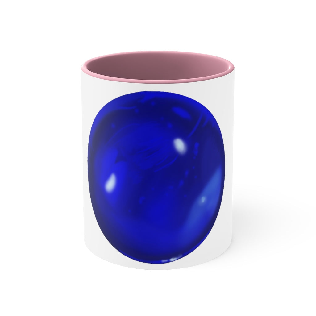 Blue Orb Accent Coffee Mug with a two-tone design featuring a white ceramic body and a colored interior and handle.