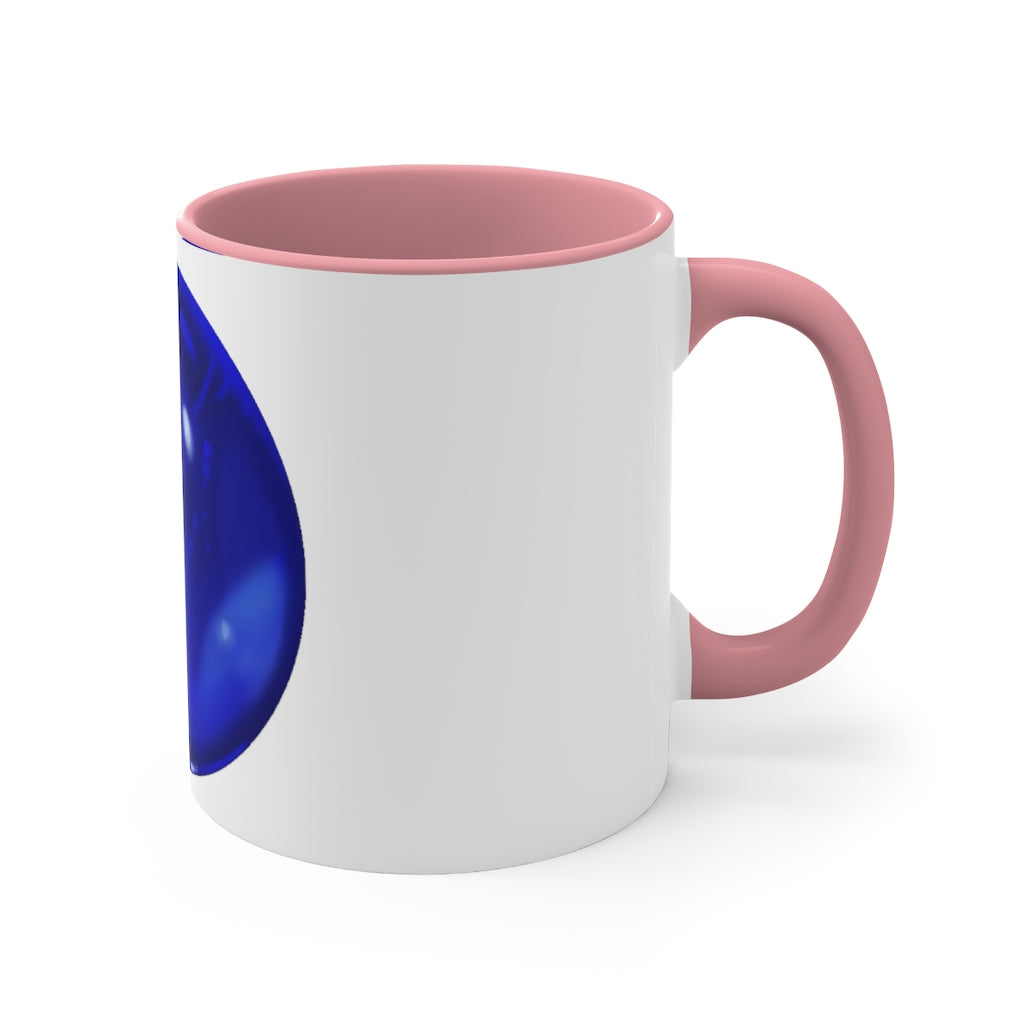 Blue Orb Accent Coffee Mug with a two-tone design featuring a white ceramic body and a colored interior and handle.