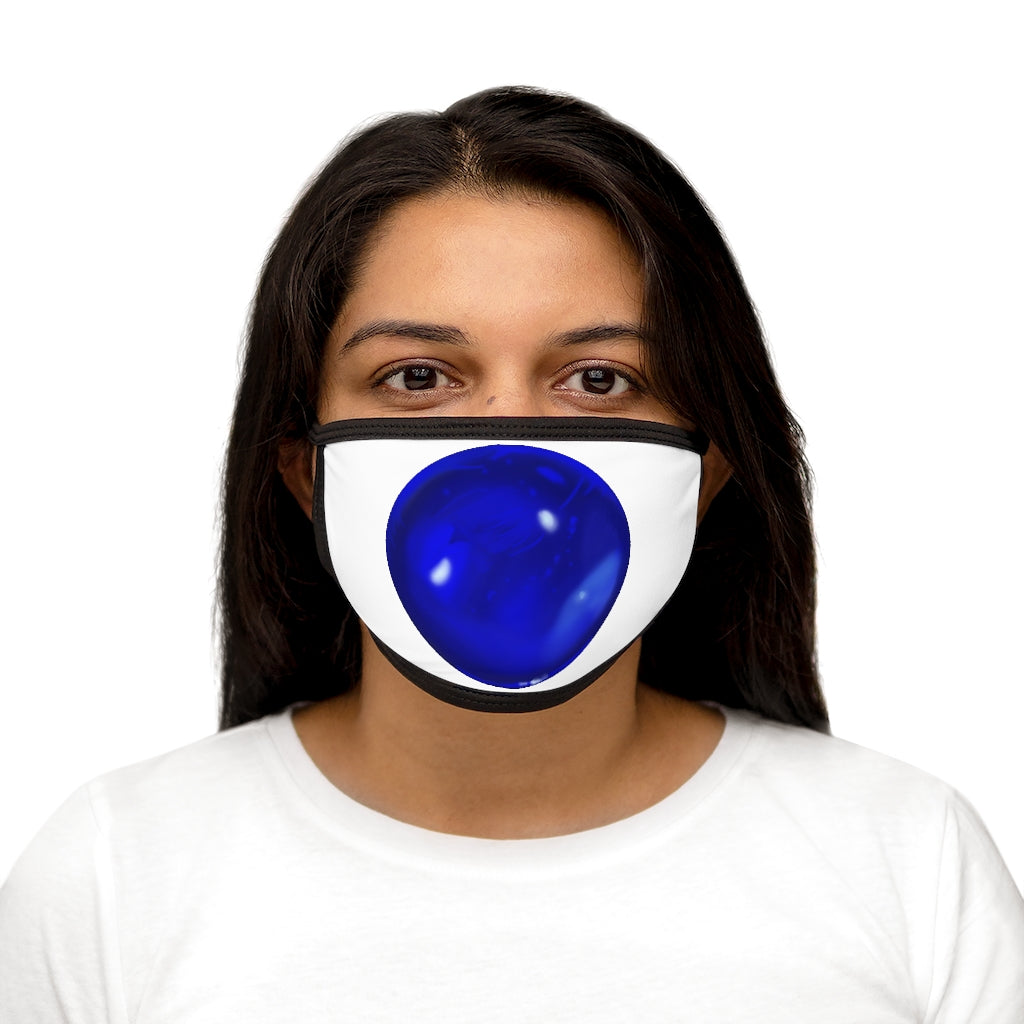 Blue Orb Mixed-Fabric Face Mask featuring a black outer edge and earloops, made from polyester and cotton.