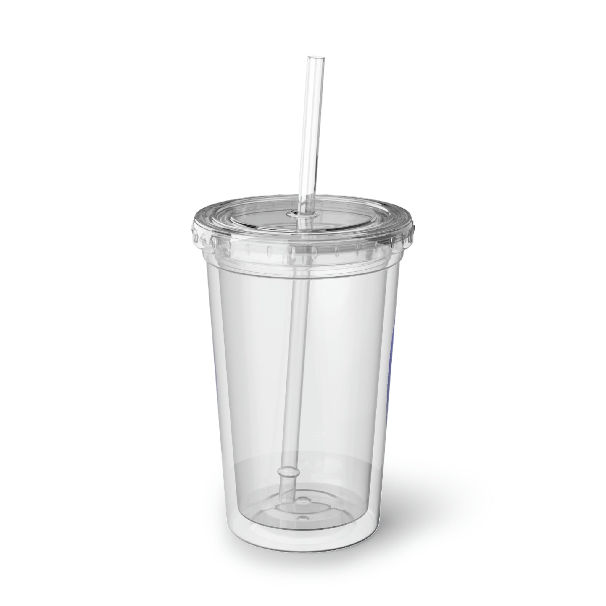 Blue Orb Suave Acrylic Cup with double-wall insulation, featuring a vibrant design and a reusable straw.