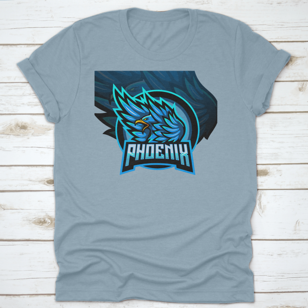 Blue Phoenix Esport Logo T-Shirt featuring a trendy design, made from 100% cotton for comfort and durability.