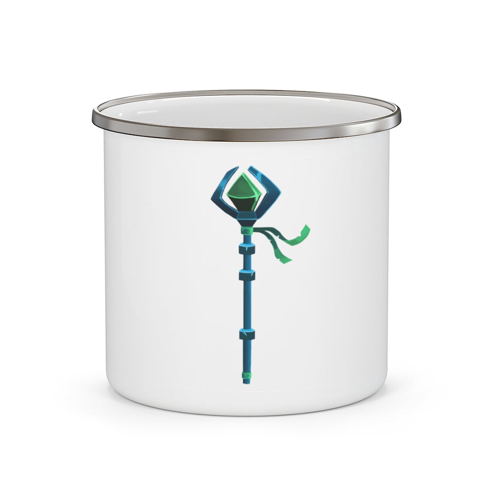 Blue Staff Enamel Camping Mug with a C-handle, showcasing a stylish design and durable enamel finish, perfect for outdoor adventures.