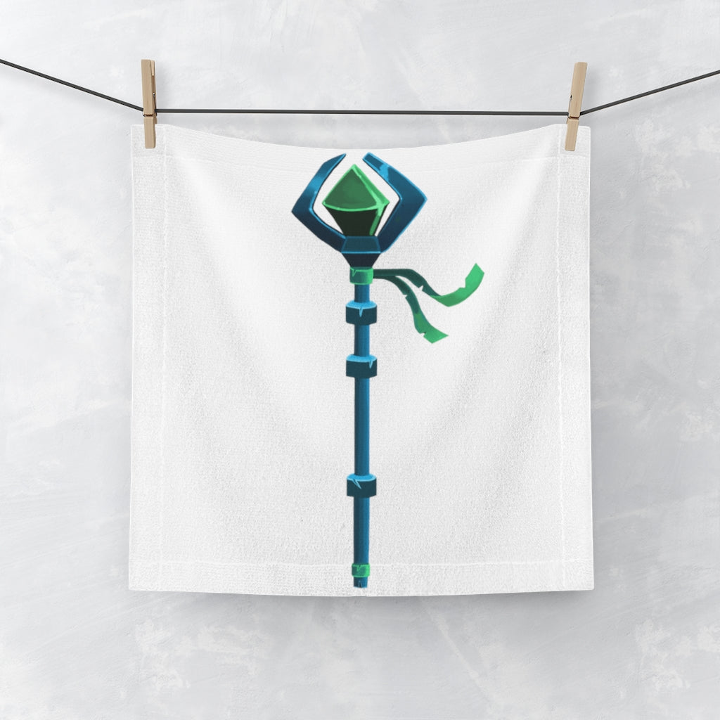 Blue Staff Face Towel featuring a soft polyester front and absorbent cotton back, ideal for customization.