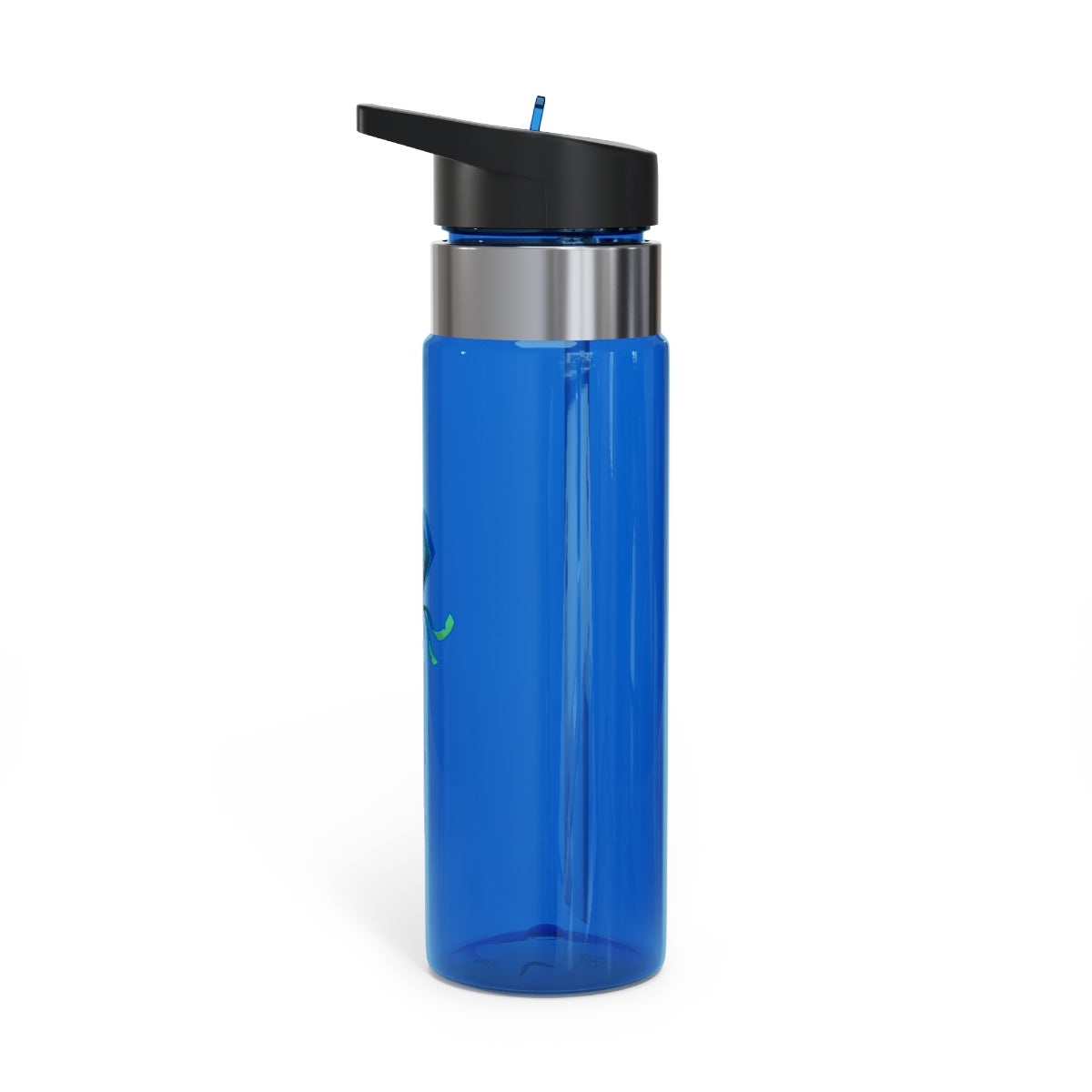 Blue Staff Kensington Tritan™ Sport Bottle, 20oz, featuring a screw-on lid, straw, and carabiner hook, made from durable BPA-free Tritan plastic.