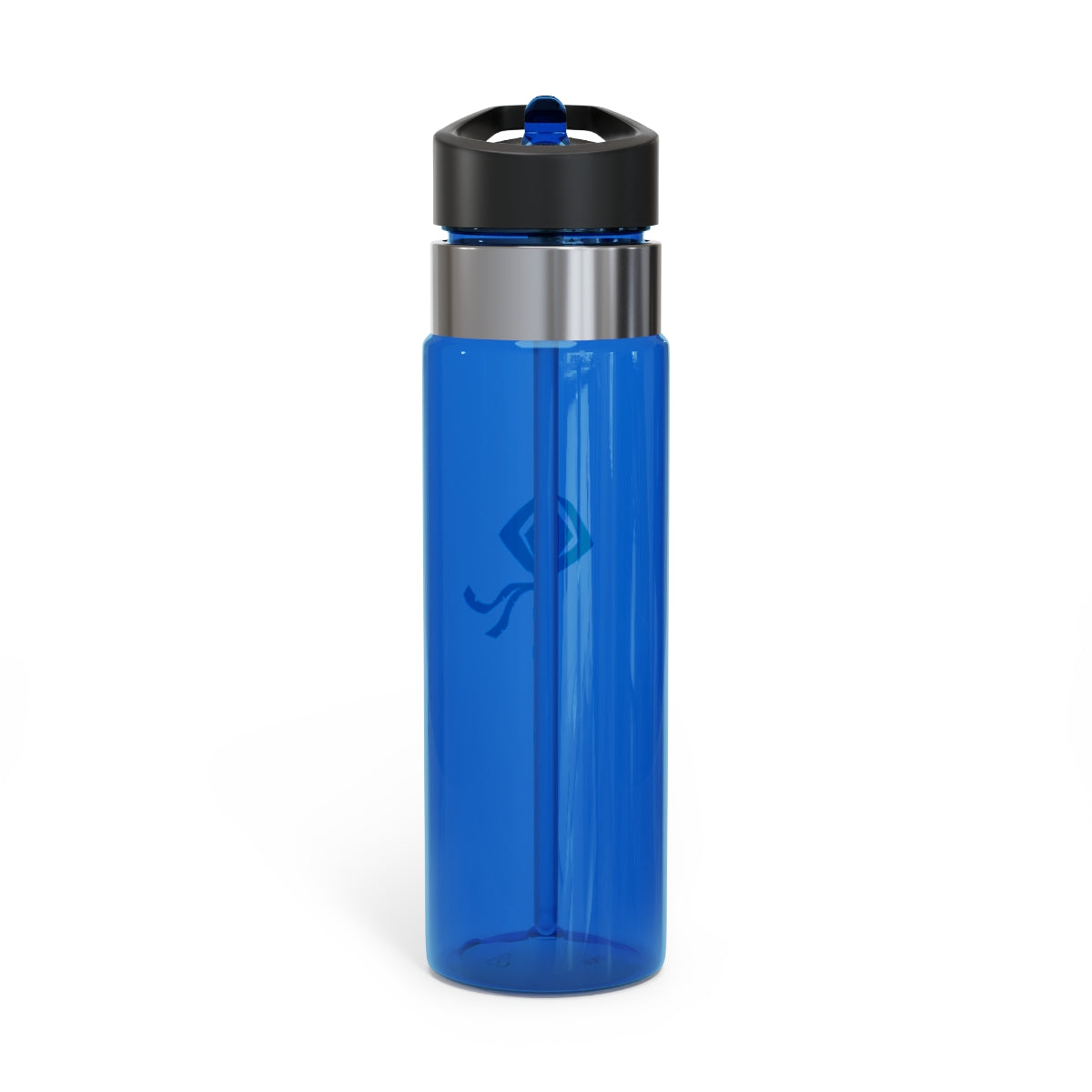 Blue Staff Kensington Tritan™ Sport Bottle, 20oz, featuring a screw-on lid, straw, and carabiner hook, made from durable BPA-free Tritan plastic.