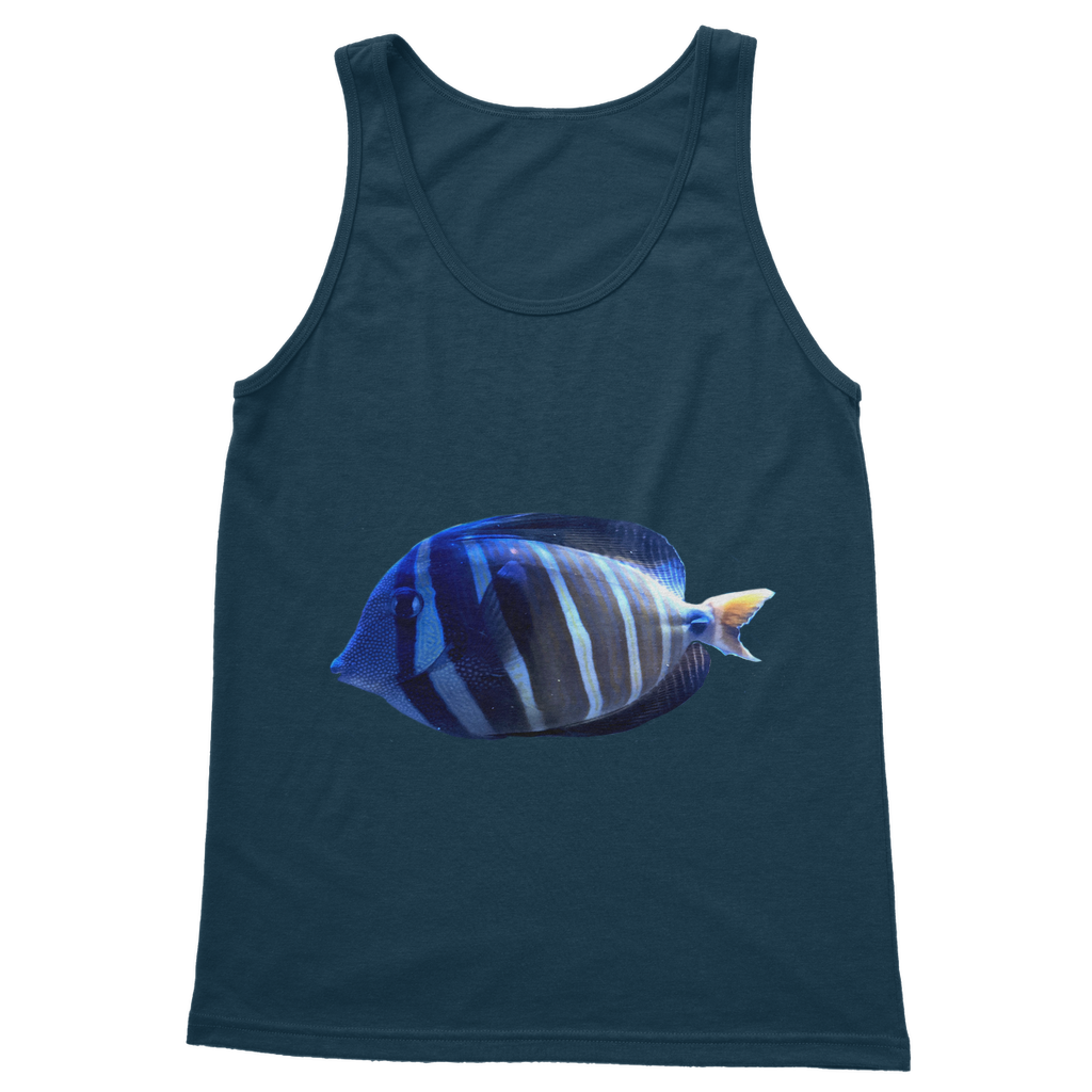 Blue Striped Fish Classic Adult Vest Top featuring a stylish design and comfortable fit, perfect for casual wear.