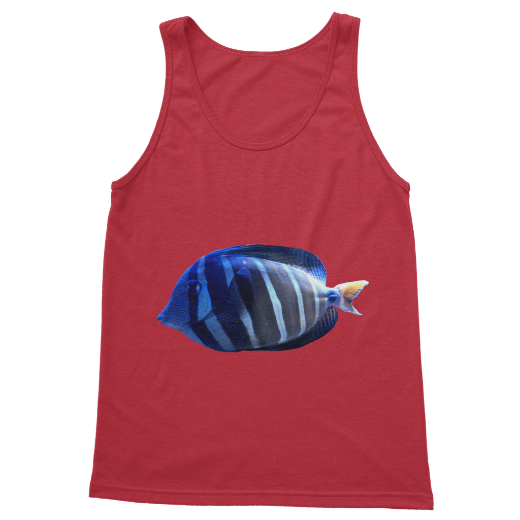 Blue Striped Fish Classic Adult Vest Top featuring a stylish design and comfortable fit, perfect for casual wear.