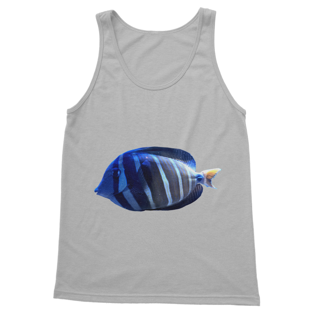 Blue Striped Fish Classic Adult Vest Top featuring a stylish design and comfortable fit, perfect for casual wear.