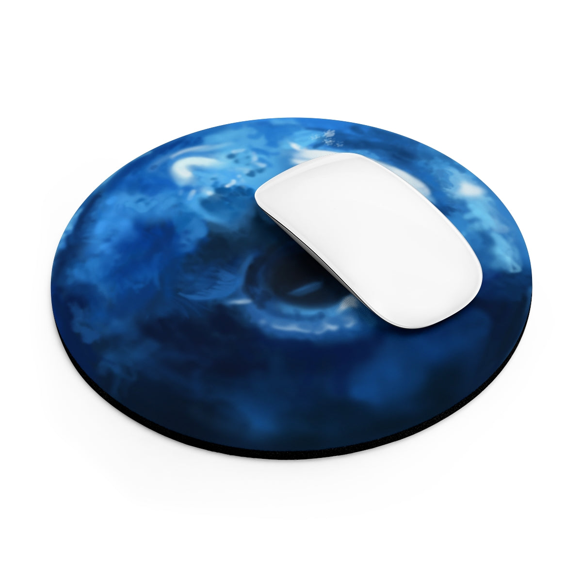 A vibrant Blueberry Mouse Pad featuring a colorful blueberry design, available in round and rectangular shapes with a non-slip rubber bottom.