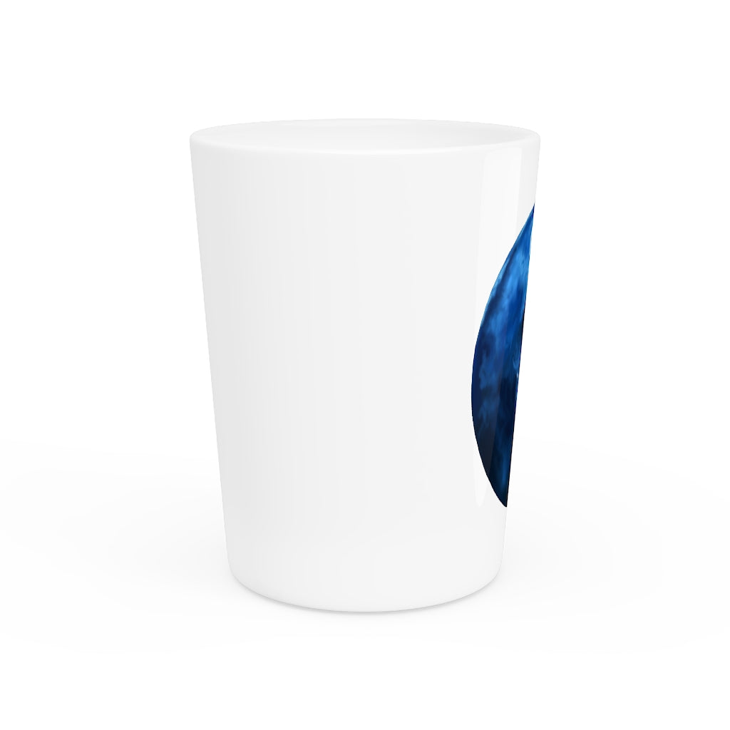 A stylish Blueberry Shot Glass made of ceramic, featuring a customizable design with a white or black interior, perfect for gatherings and gifts.