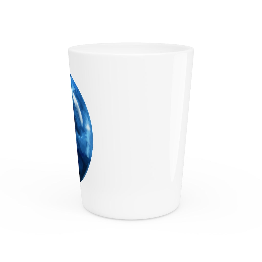 A stylish Blueberry Shot Glass made of ceramic, featuring a customizable design with a white or black interior, perfect for gatherings and gifts.