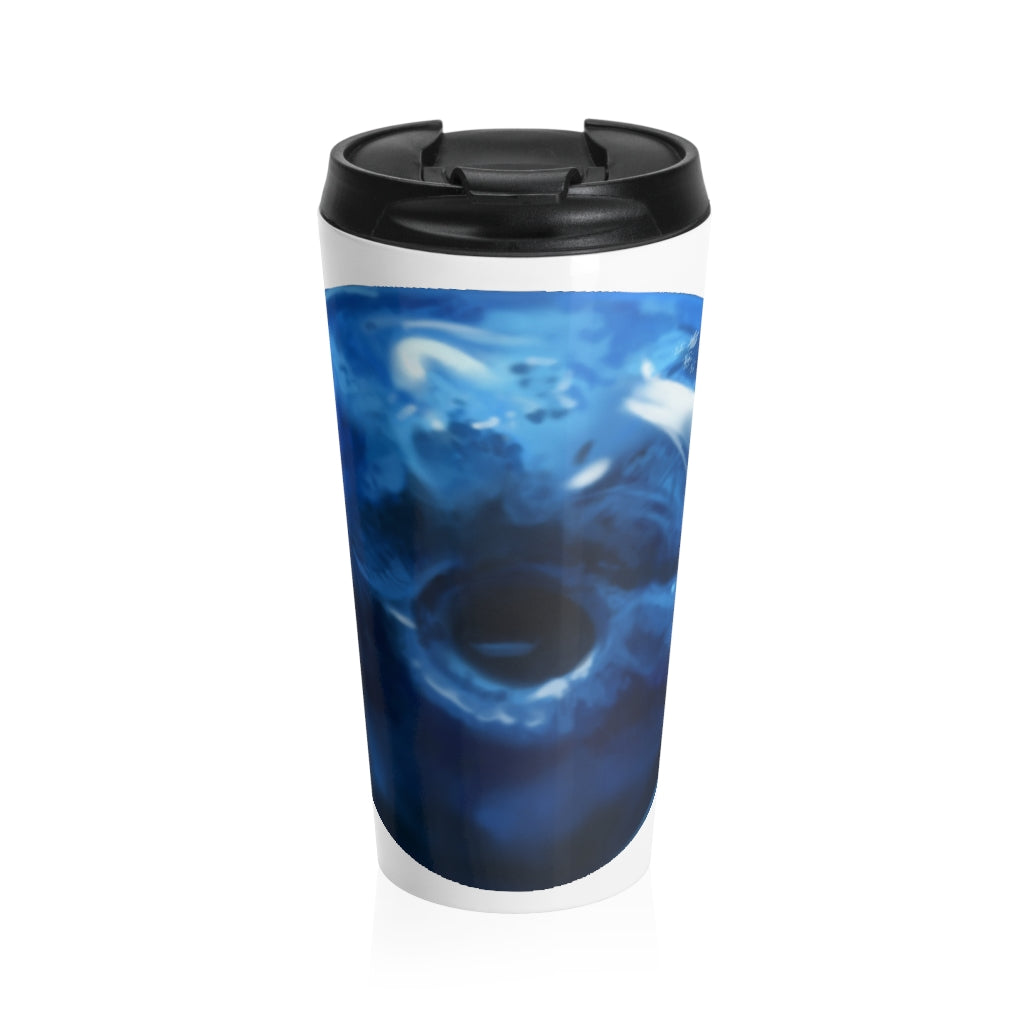 Blueberry Stainless Steel Travel Mug with black lid, showcasing its sleek design and vibrant color.