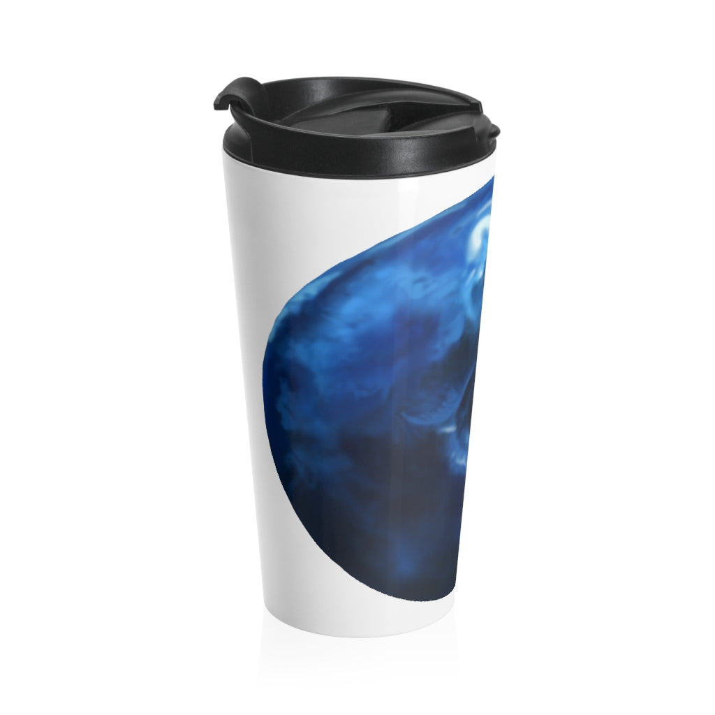 Blueberry Stainless Steel Travel Mug with black lid, showcasing its sleek design and vibrant color.