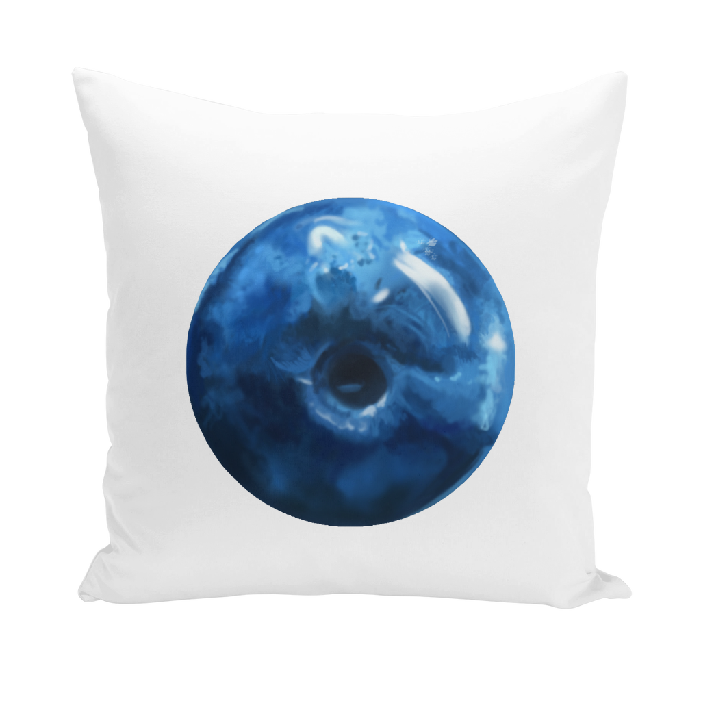 Blueberry throw pillows in various styles including linen, canvas, and suede, showcasing vibrant colors and textures.