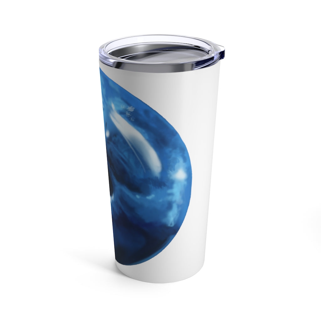 Blueberry Tumbler 20oz made of stainless steel with a see-thru plastic lid, showcasing a vibrant blueberry color.