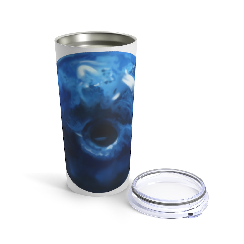 Blueberry Tumbler 20oz made of stainless steel with a see-thru plastic lid, showcasing a vibrant blueberry color.