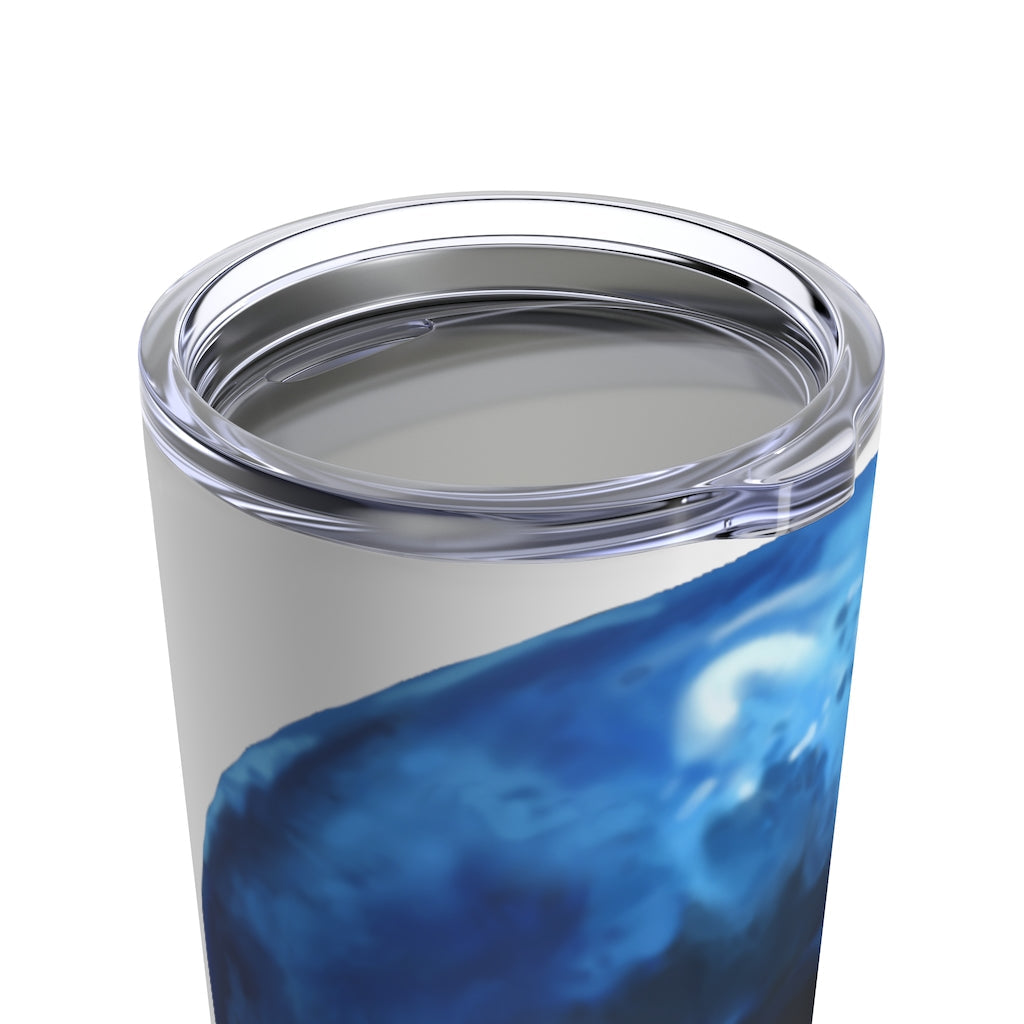 Blueberry Tumbler 20oz made of stainless steel with a see-thru plastic lid, showcasing a vibrant blueberry color.