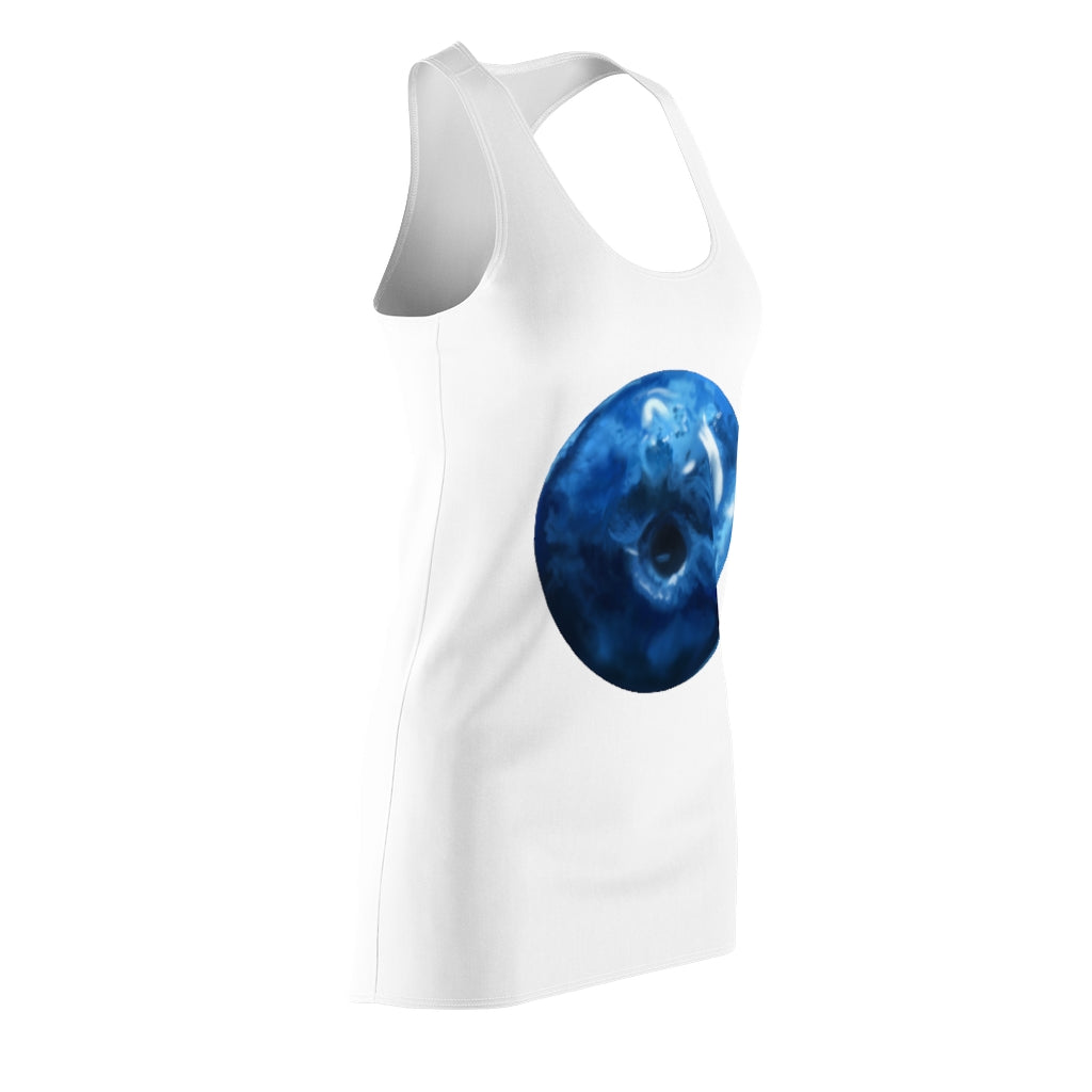 Blueberry Women's Cut & Sew Racerback Dress showcasing a stylish design with a sporty fit, made from lightweight polyester fabric.