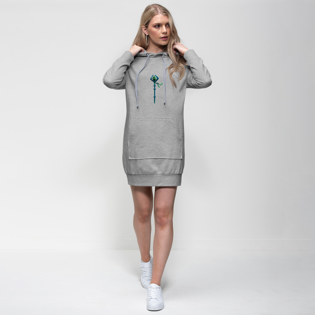 BlueStaff Premium Adult Hoodie Dress featuring a relaxed fit, hood with drawstring, and kangaroo pouch pocket, made from soft cotton blend fabric.