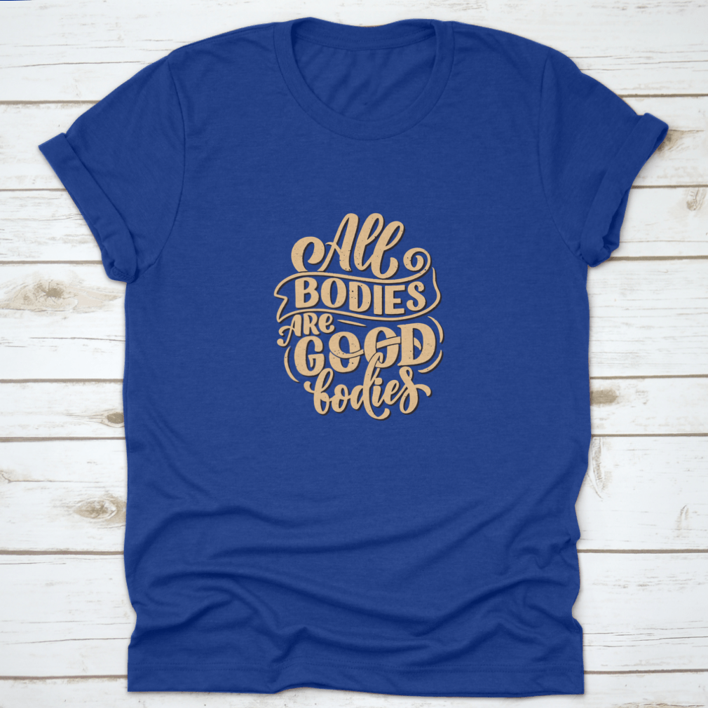 A stylish Body Positive Lettering Slogan Tee made from 100% cotton, featuring a classic fit and midweight fabric, perfect for promoting self-love.