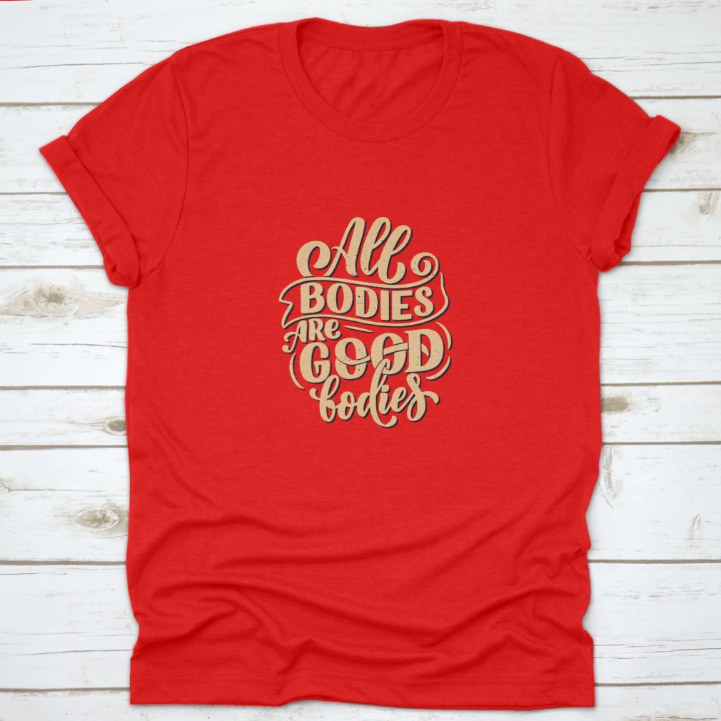 A stylish Body Positive Lettering Slogan Tee made from 100% cotton, featuring a classic fit and midweight fabric, perfect for promoting self-love.