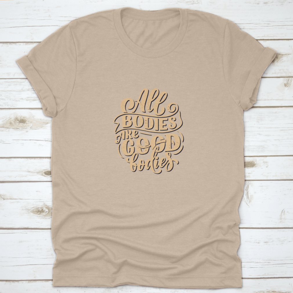 A stylish Body Positive Lettering Slogan Tee made from 100% cotton, featuring a classic fit and midweight fabric, perfect for promoting self-love.