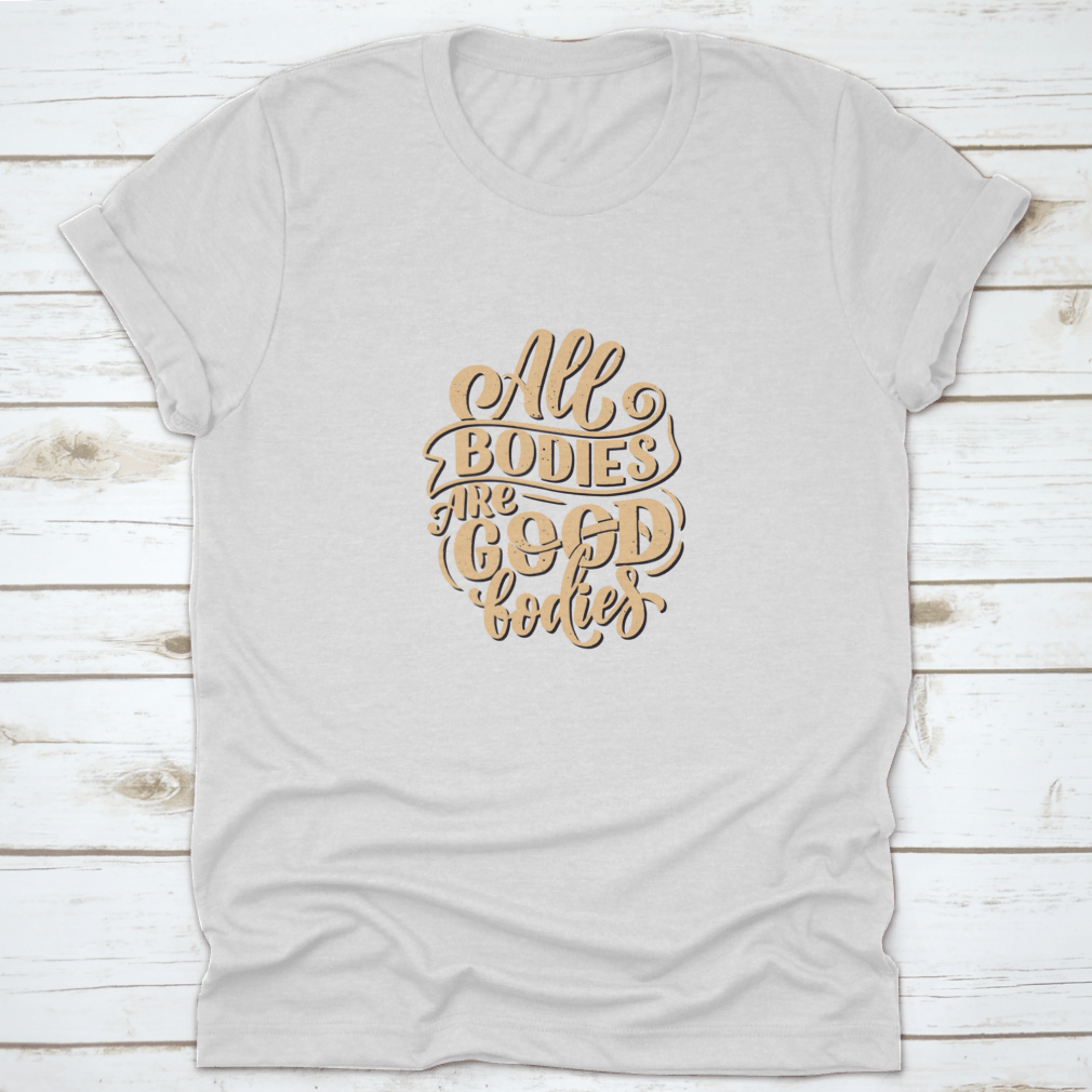 A stylish Body Positive Lettering Slogan Tee made from 100% cotton, featuring a classic fit and midweight fabric, perfect for promoting self-love.