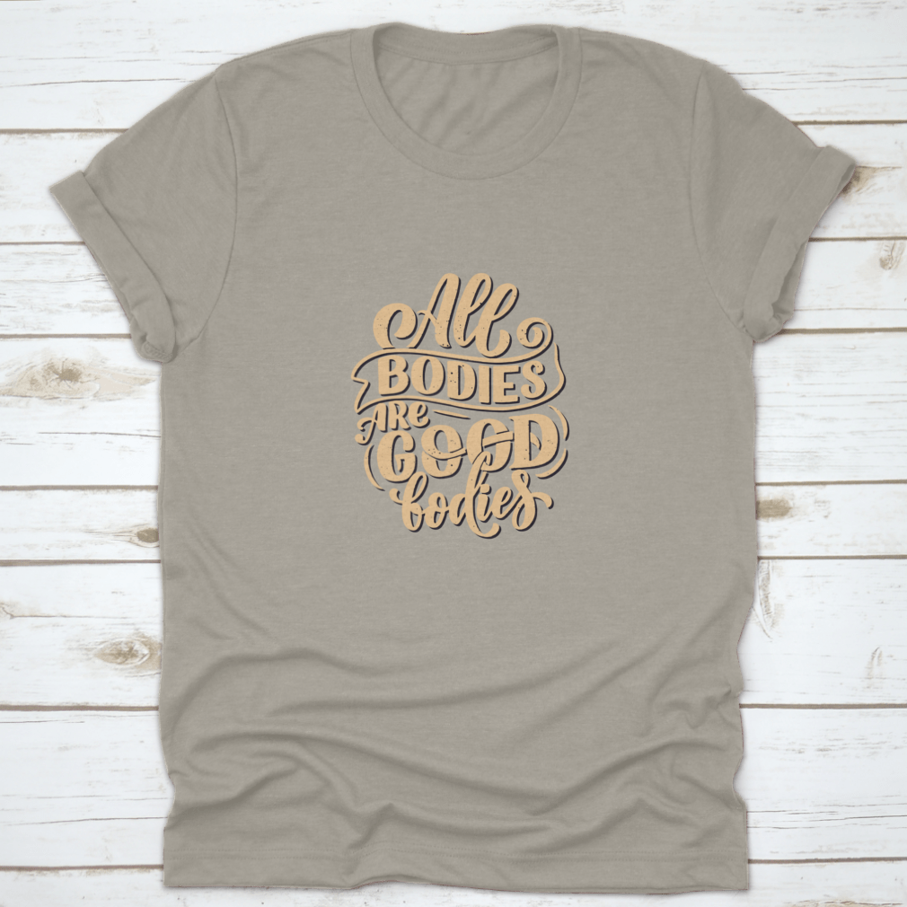 A stylish Body Positive Lettering Slogan Tee made from 100% cotton, featuring a classic fit and midweight fabric, perfect for promoting self-love.