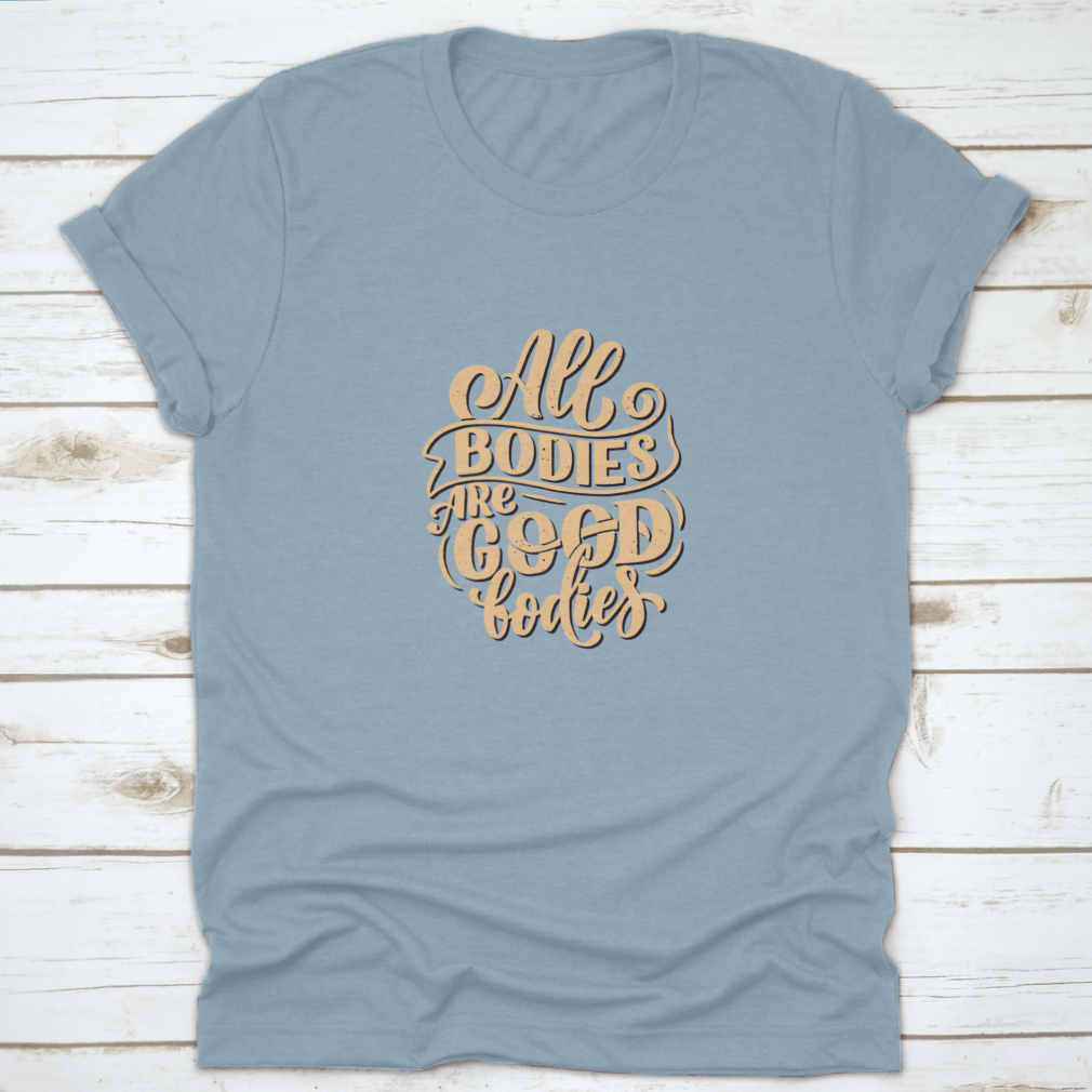 A stylish Body Positive Lettering Slogan Tee made from 100% cotton, featuring a classic fit and midweight fabric, perfect for promoting self-love.