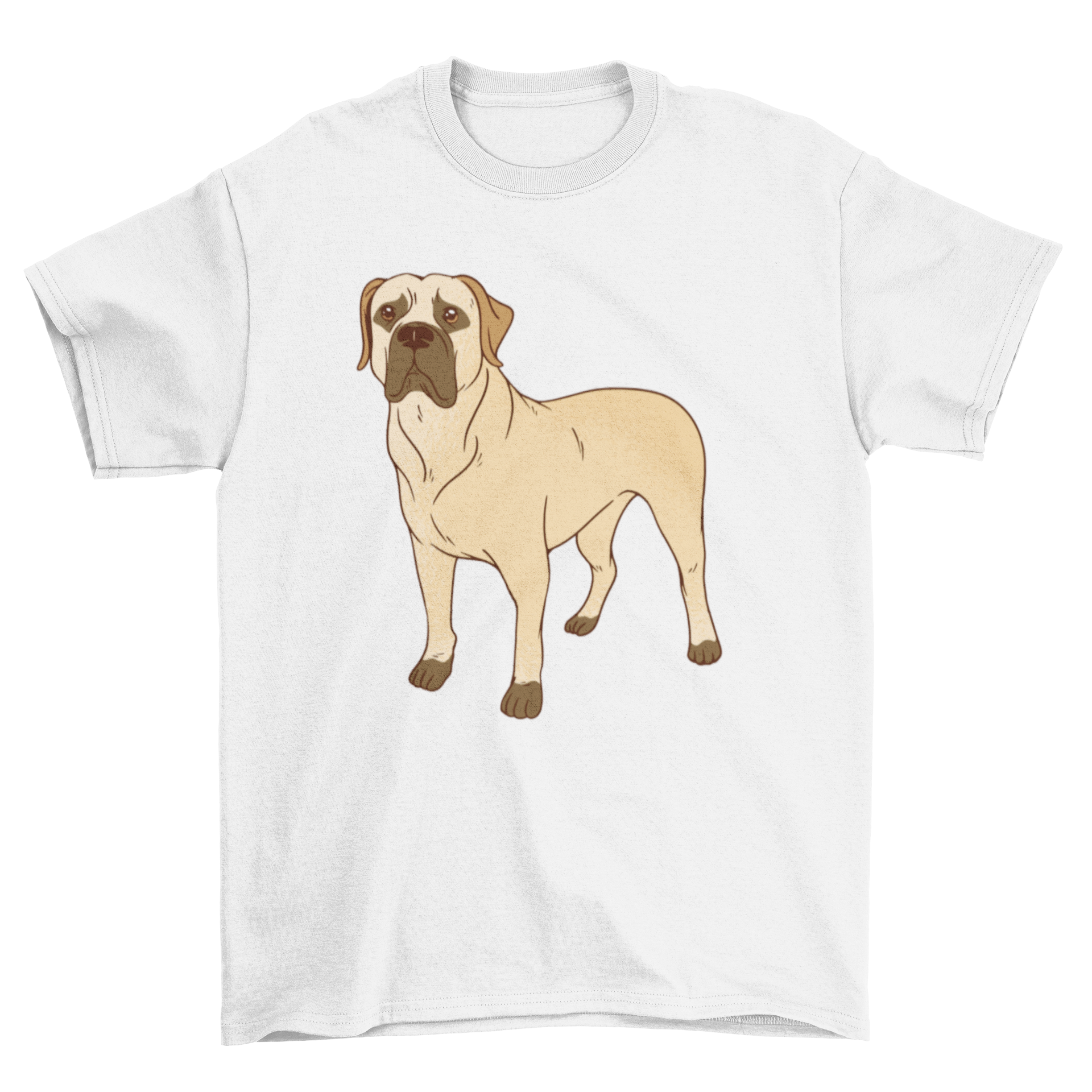 A stylish t-shirt featuring an illustration of a Boerboel dog, showcasing its strength and loyalty.