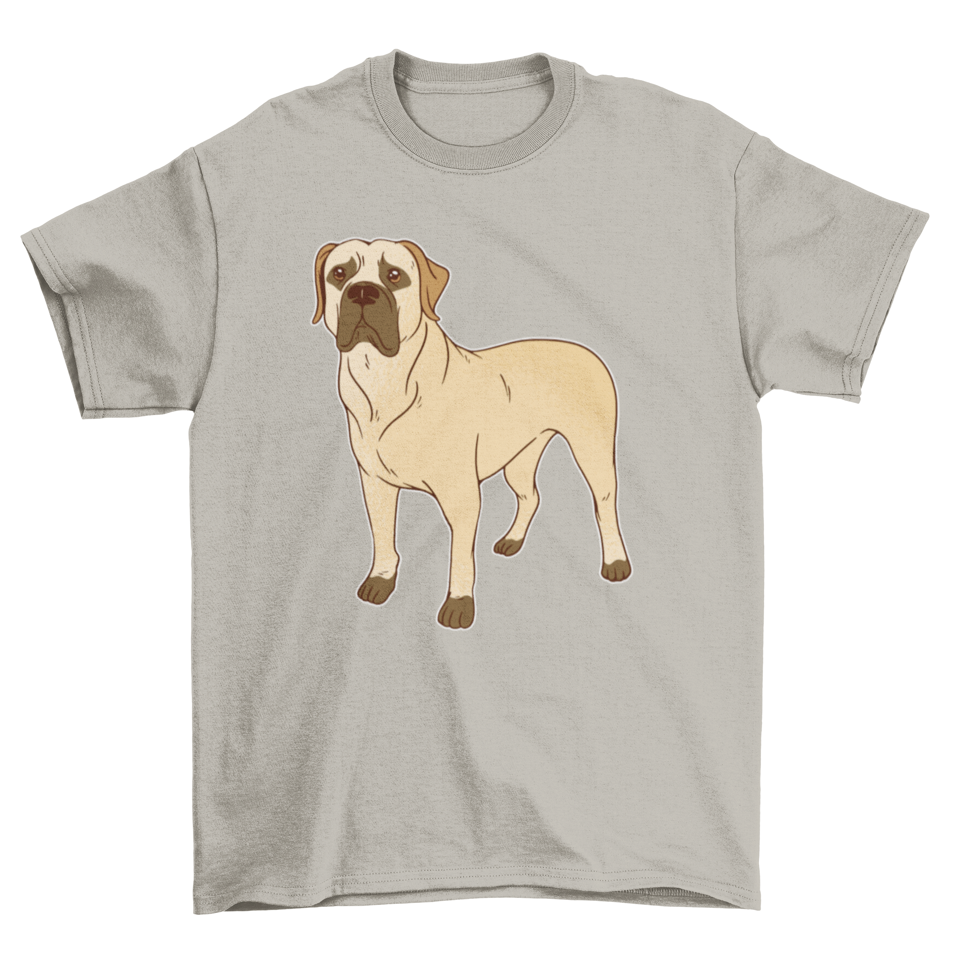 A stylish t-shirt featuring an illustration of a Boerboel dog, showcasing its strength and loyalty.