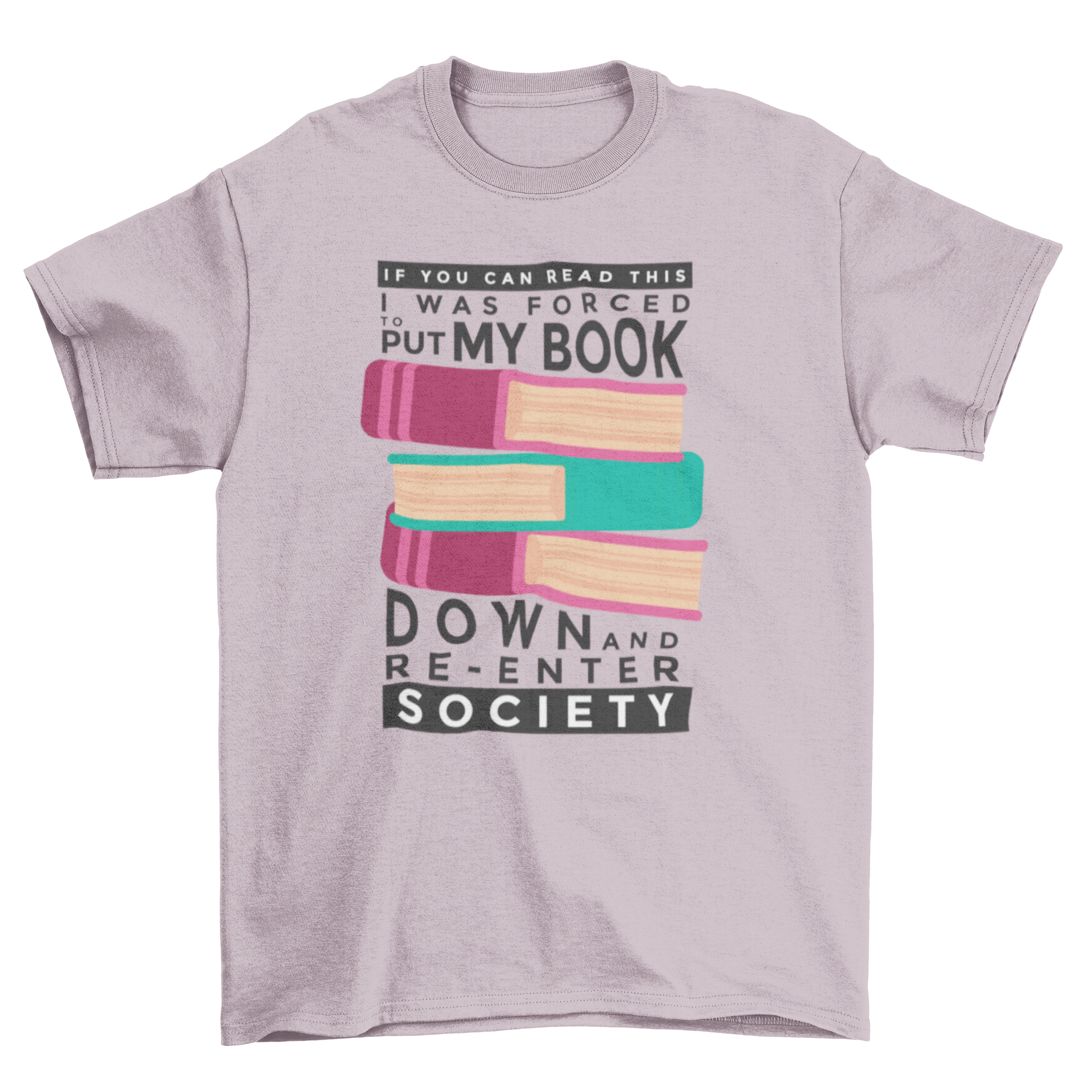 Funny Book Down T-shirt featuring books and a humorous quote about reading.