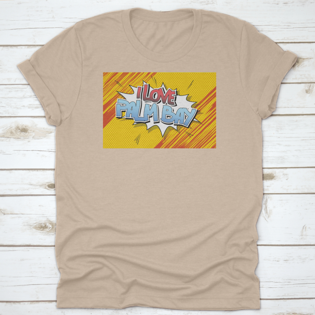 A stylish t-shirt featuring the phrase 'I Love Palm Bay', designed for travel enthusiasts, made from soft cotton fabric.