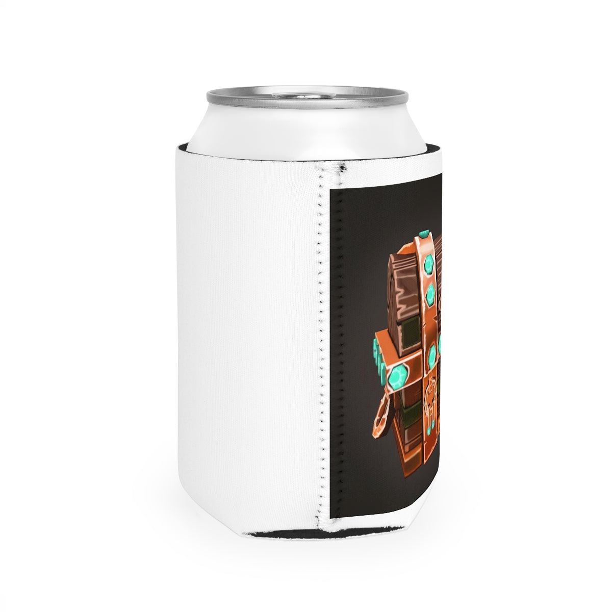 Bone Chest Can Cooler Sleeve made of durable neoprene, designed to fit standard 12 oz cans, featuring a customizable design.