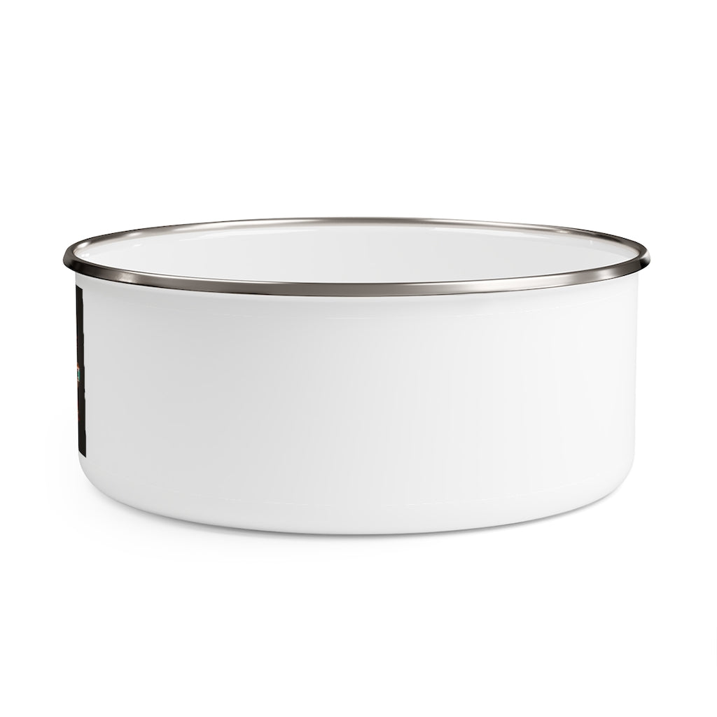 Bone Chest Enamel Bowl made of stainless steel with a translucent lid, showcasing a stylish hipster chic design.