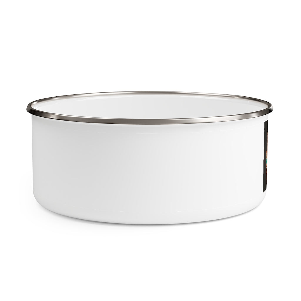 Bone Chest Enamel Bowl made of stainless steel with a translucent lid, showcasing a stylish hipster chic design.