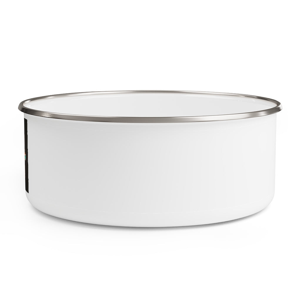 Bone Chest Enamel Bowl made of stainless steel with a translucent lid, showcasing a stylish hipster chic design.