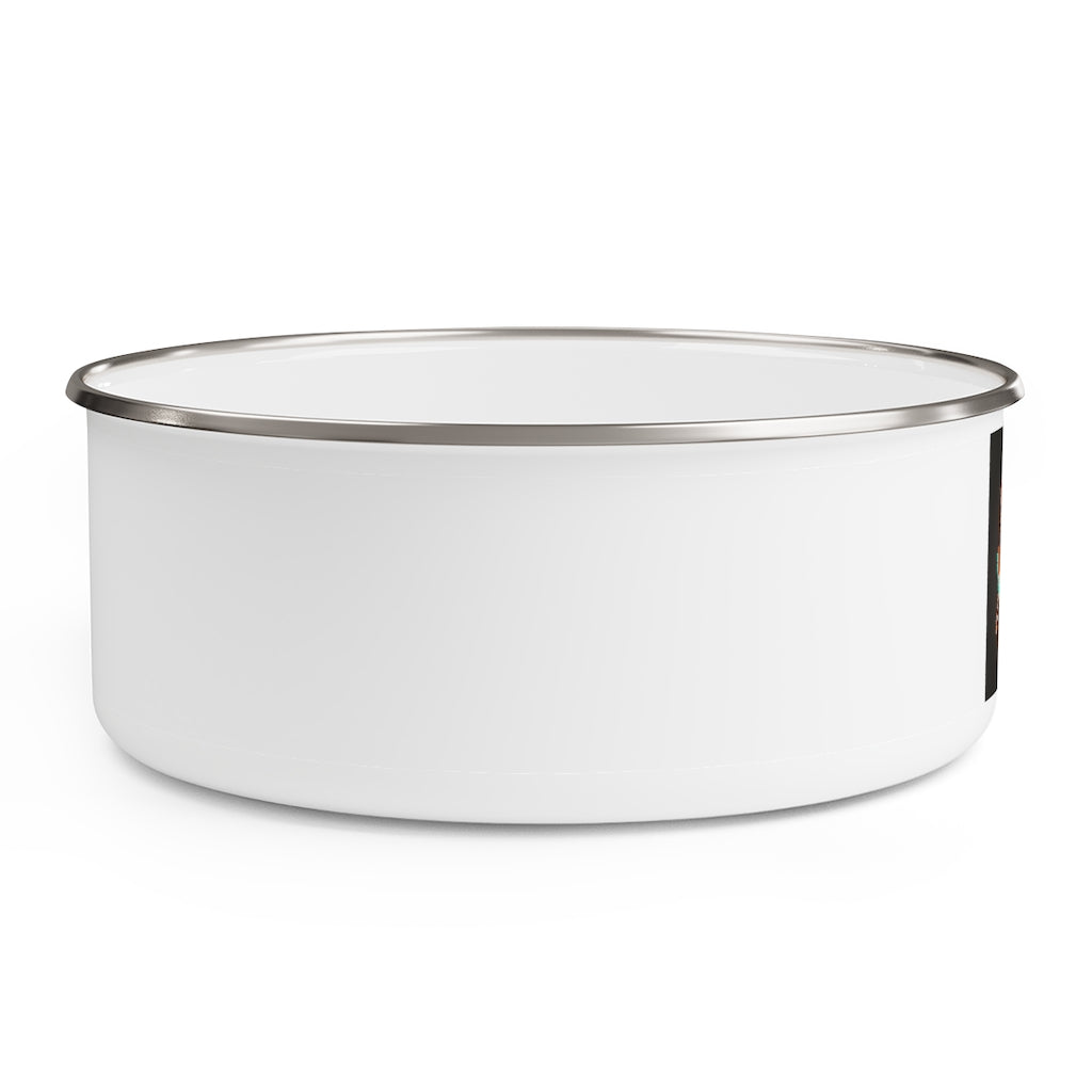 Bone Chest Enamel Bowl made of stainless steel with a translucent lid, showcasing a stylish hipster chic design.