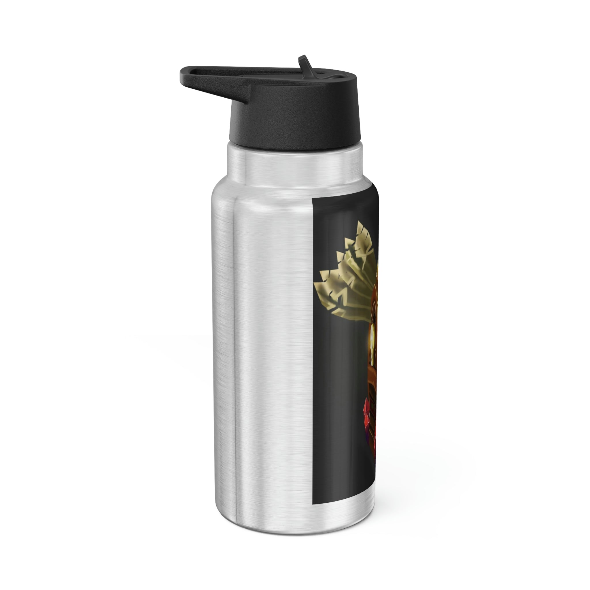 Bone Chest Gator Tumbler in stainless steel with a black cap and straw, showcasing a customizable design.