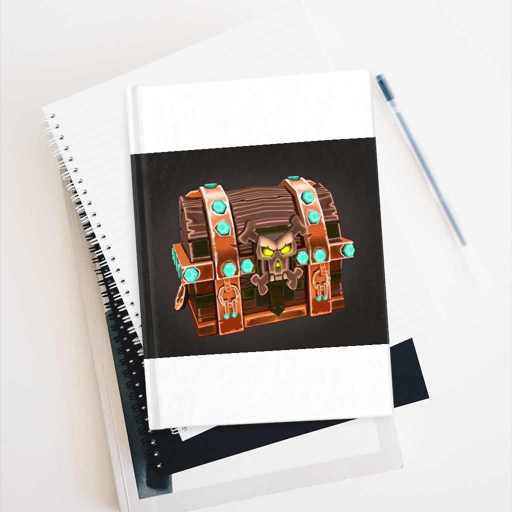 Bone Chest Journal with blank pages and a colorful wraparound print, showcasing its hardcover design.