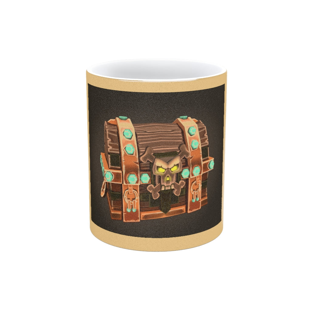 Bone Chest Metallic Mug in Gold and Silver finishes, showcasing personalized designs and a comfortable C-handle.