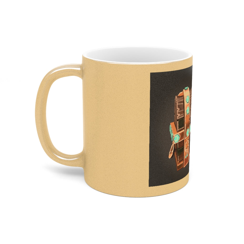 Bone Chest Metallic Mug in Gold and Silver finishes, showcasing personalized designs and a comfortable C-handle.