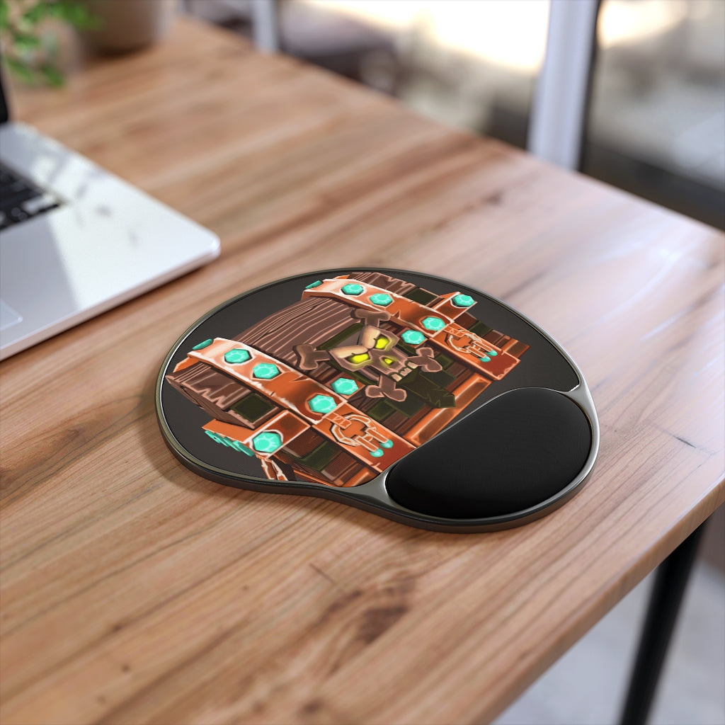 Bone Chest Mouse Pad with ergonomic Memory Foam wrist rest and customizable neoprene insert, foot-shaped design.