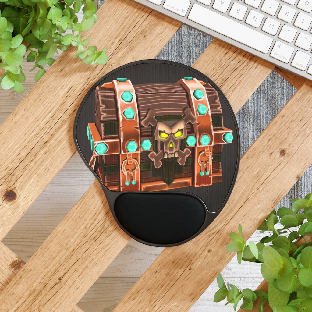 Bone Chest Mouse Pad with ergonomic Memory Foam wrist rest and customizable neoprene insert, foot-shaped design.