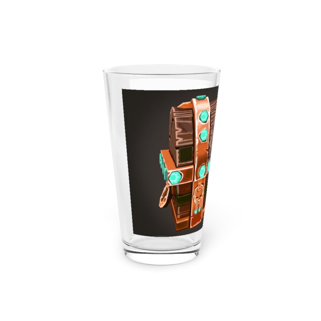 Bone Chest Pint Glass, 16oz, clear glass with customizable design options, perfect for beverages and gifts.