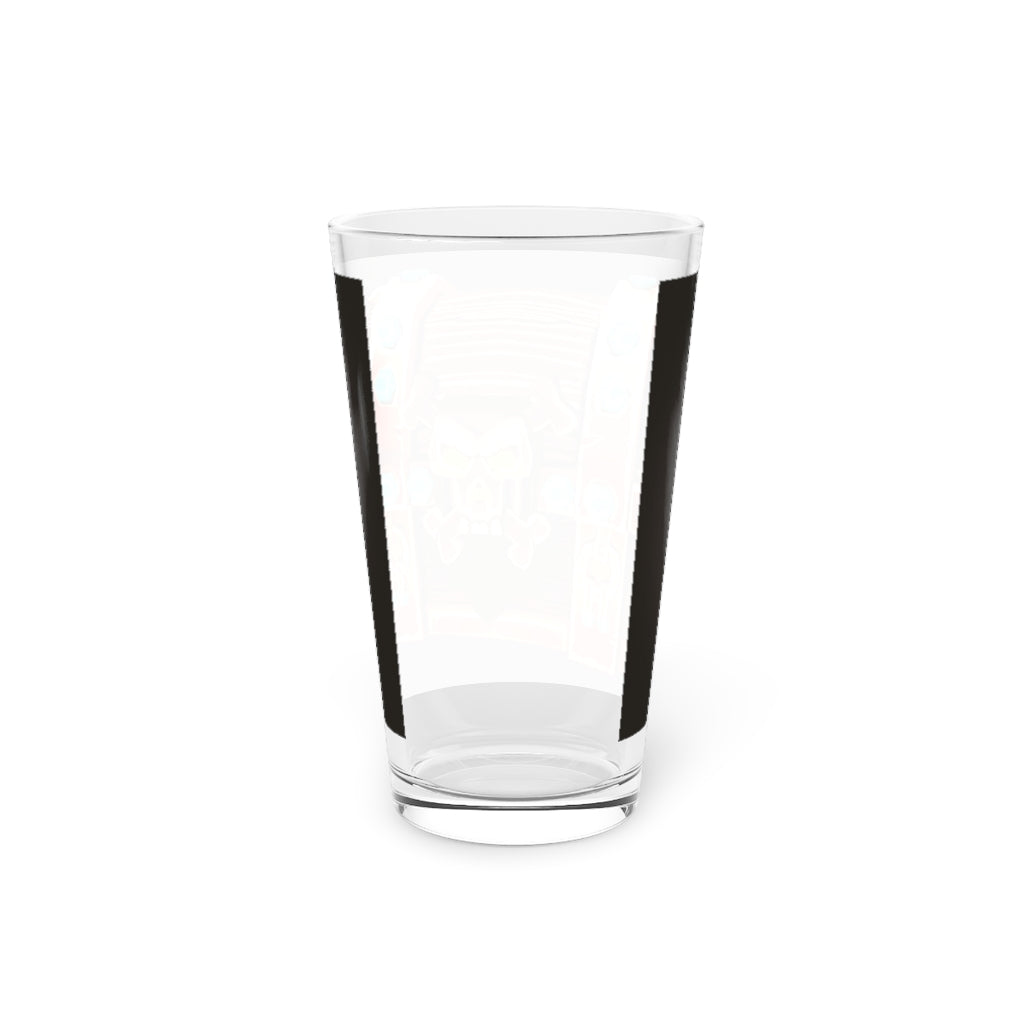 Bone Chest Pint Glass, 16oz, clear glass with customizable design options, perfect for beverages and gifts.