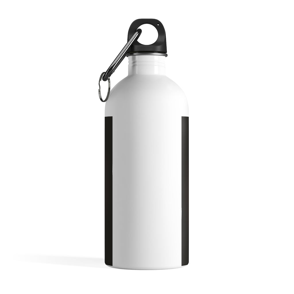 Bone Chest Stainless Steel Water Bottle with a plastic screw top and carabiner, showcasing its sleek design and quality print.