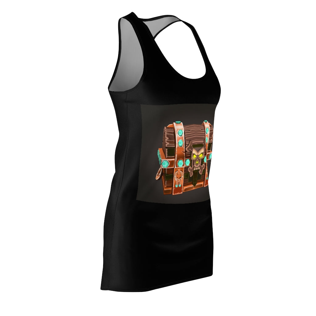 Bone Chest Women's Cut & Sew Racerback Dress showcasing a stylish design with a sporty fit, made from high-quality polyester fabric.